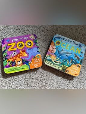 Peek-a-Flap ZOO & OCEAN Board Books - Colorful Animal Flap Books